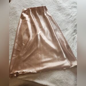 Gold Silky Midi Skirt